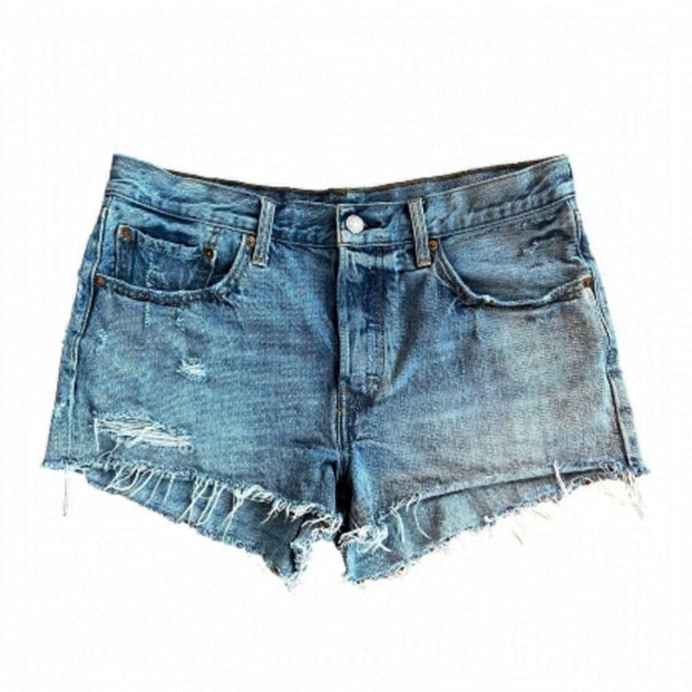 Levi’s 501 High Rise Distressed Denim Raw Frayed Hem Jean Shorts